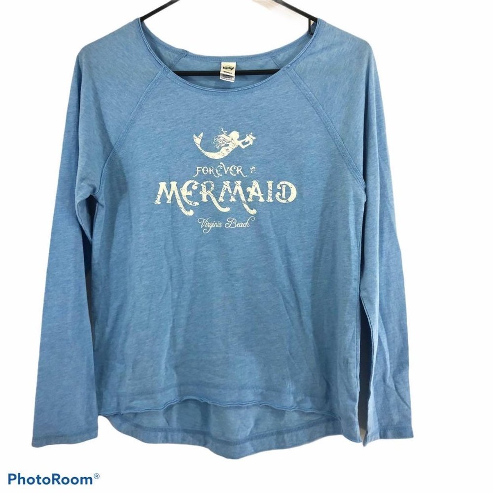 Kavio Woman's Sz S Blue long sleeve Mermaid Top